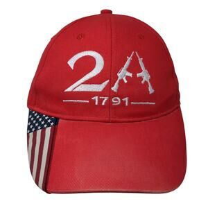 2A 1791 USA Flag Baseball Cap Red One Size Adjustable Patriotic US Print Factory